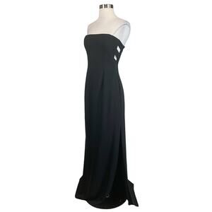 AQUA Strapless Cut Out Long A-Line Evening Gown Black Size 8 Formal Dress